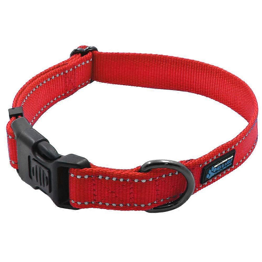 NEO Nylon Buckle Reflective Dog Collar Medium Red - Durable Dog Collar with Rescue Donation Feature