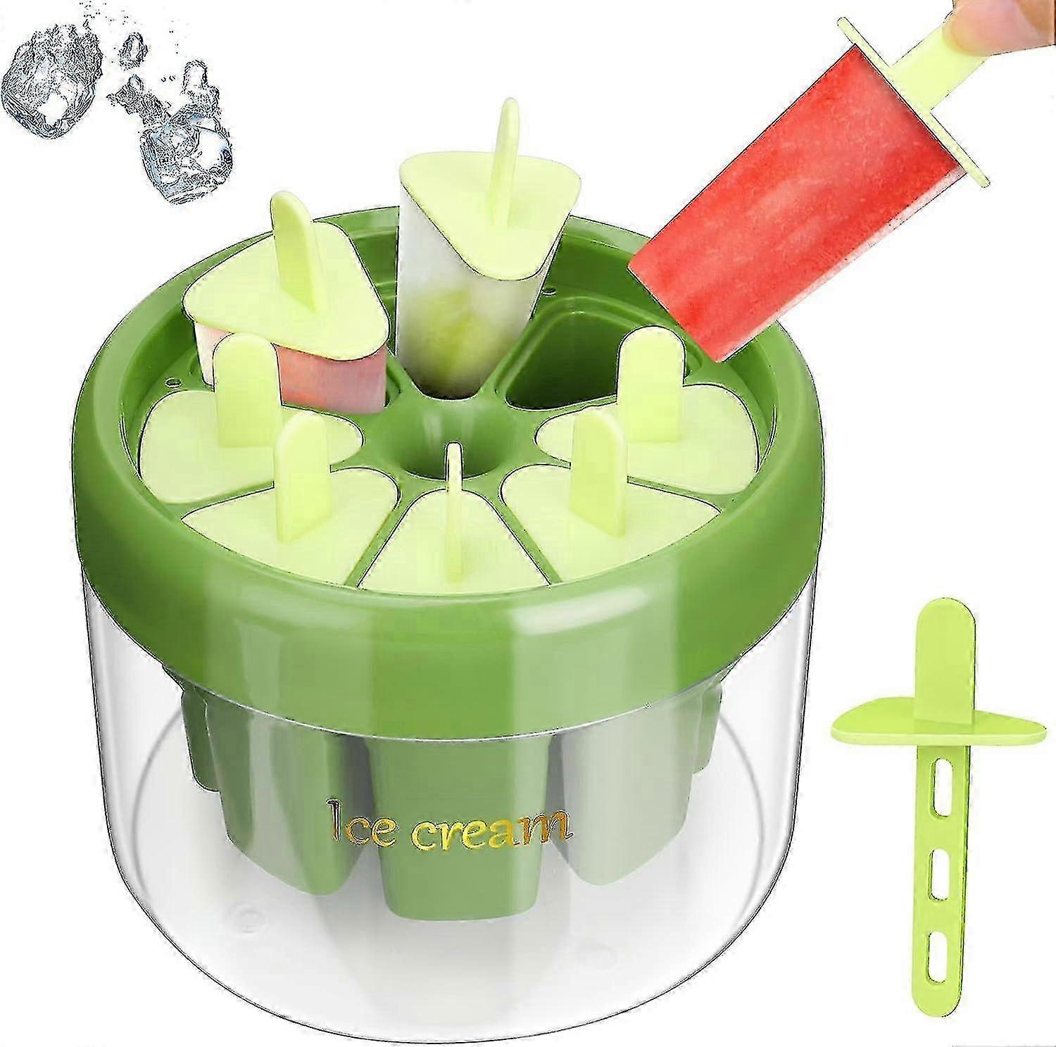 Reusable BPA-Free Silicone Ice Pop Molds with Round Ice Holder 8 Pack for Kids DIY Homemade Popsicles