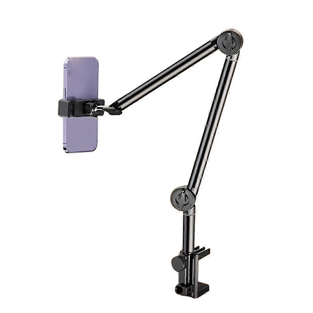 Lazy Mobile Phone Holder with Three-Section Mechanical Arm and Spiral Base for Bed - Universal Compatibility, Adjustable, Durable