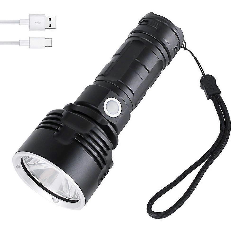 LED Torch Rechargeable, Tactical Torches LED Super Bright 5000 Lumen Powerful Handheld Flashlight with Power Indicator USB Chargeable Torch for Campin