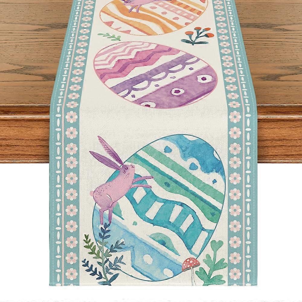 Easter Rabbit Tablecloth, 13 x 72 Inch Cute Easter Egg Design for Spring Holiday Kitchen Dining Decor
