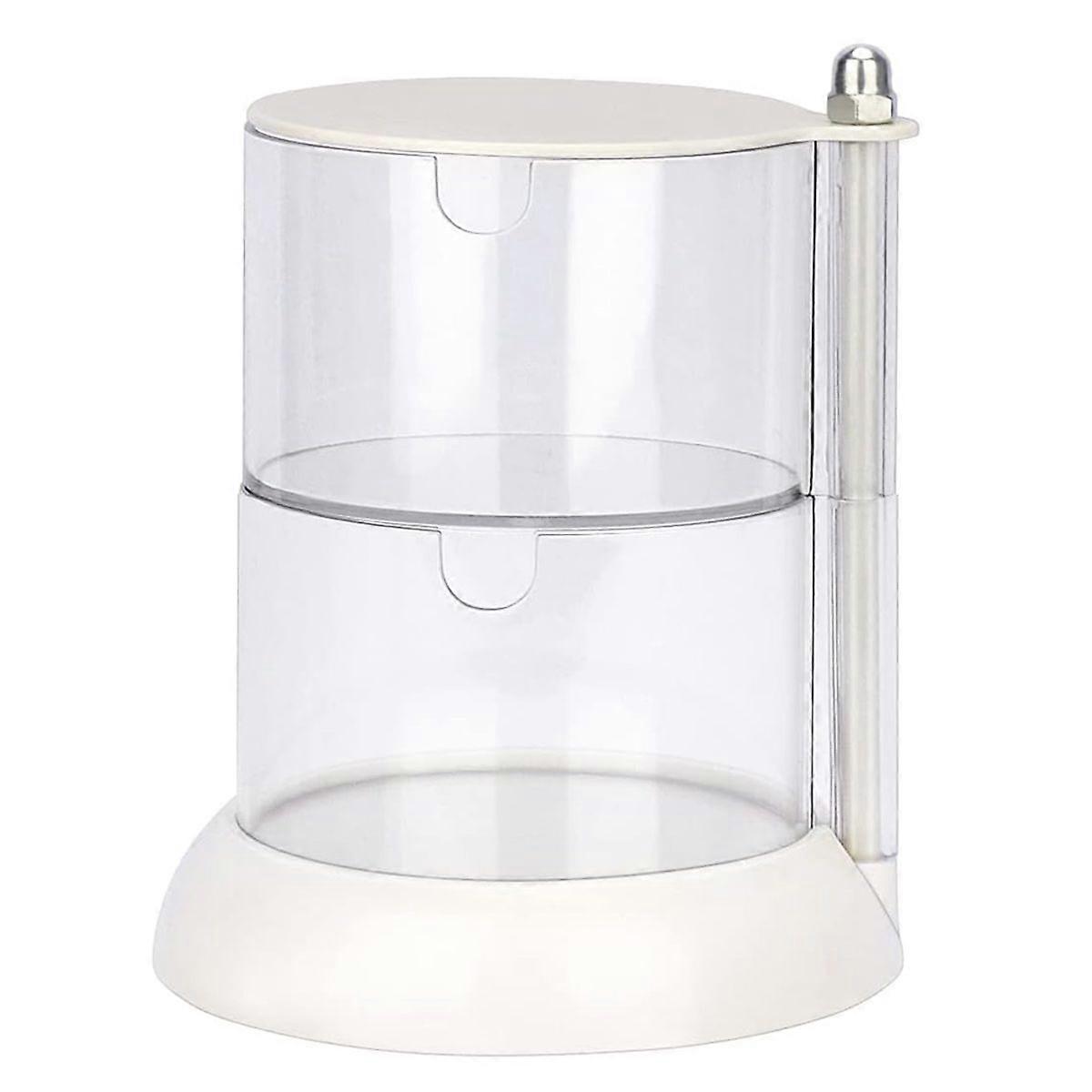 Multi Layer Powder Puff Organizer Breathable Dustproof Earring Rotatable Container for Home ,2 Tiers ,White