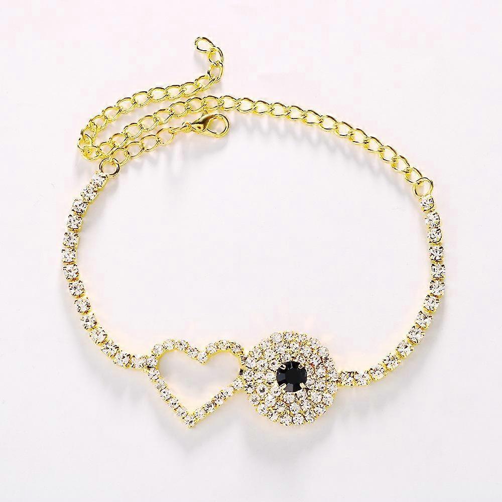 Round ankle chain is filled with rhinestone hollow love devil Eye Summer beach foot decoration