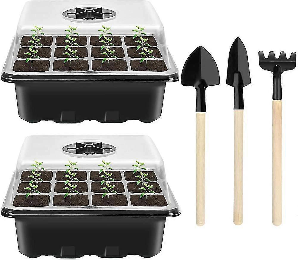 مجموعة من 2 صينية شتلة مع 3 أدوات حديقة ، صينية شتلات ، دفيئة صغيرة ل