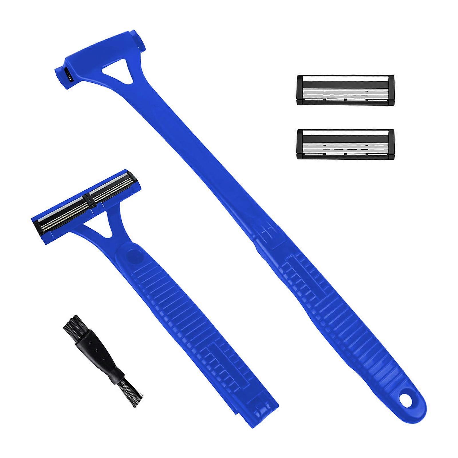 Efficient Folding Hair Trimmer for Men Detachable Manual Shaver with Three Layer Blade For Efficient Daily Grooming Blue