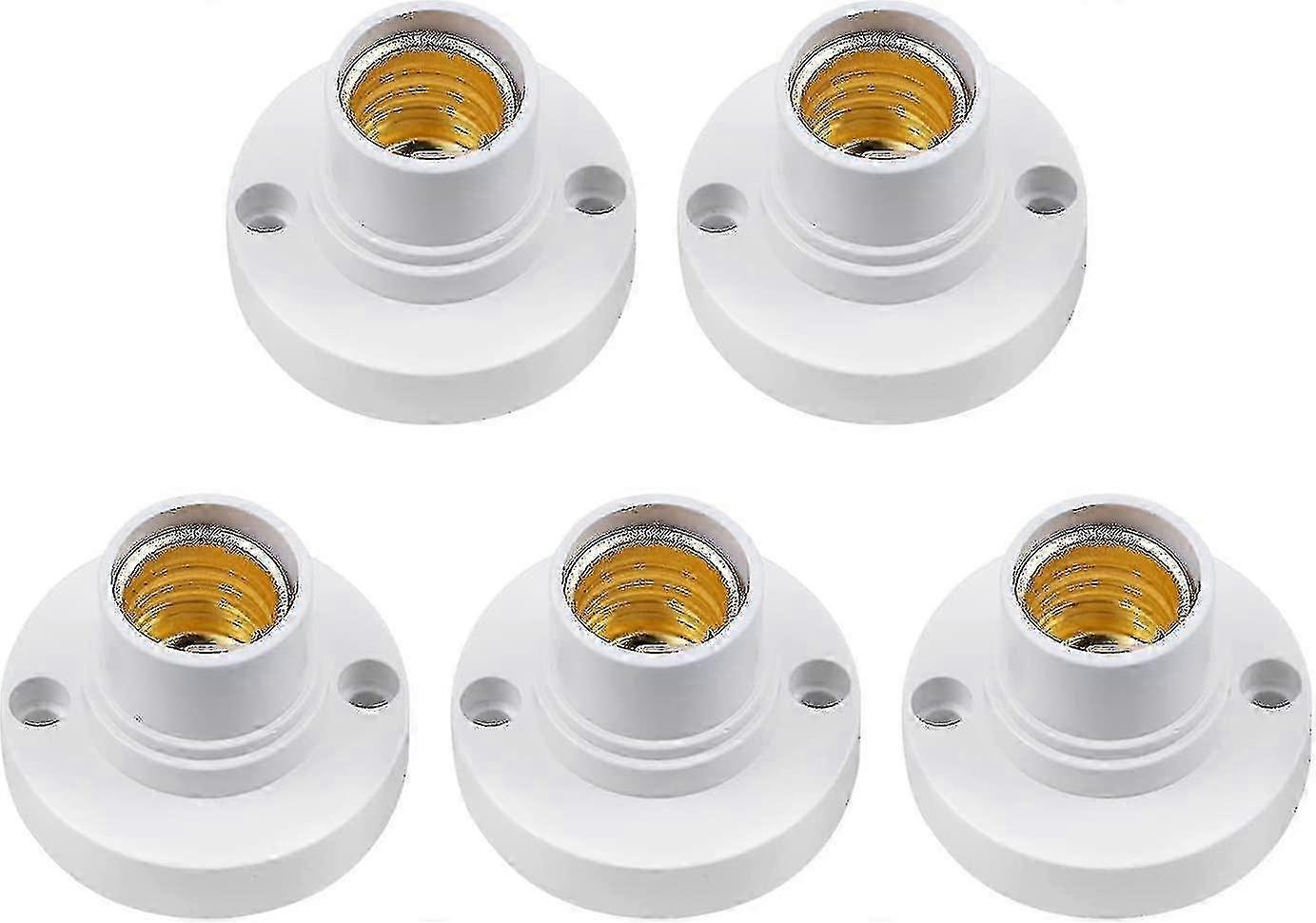 5 Pack E14 Screw Base Light Bulb Holders - Plastic Ceiling Socket with Gift Packaging