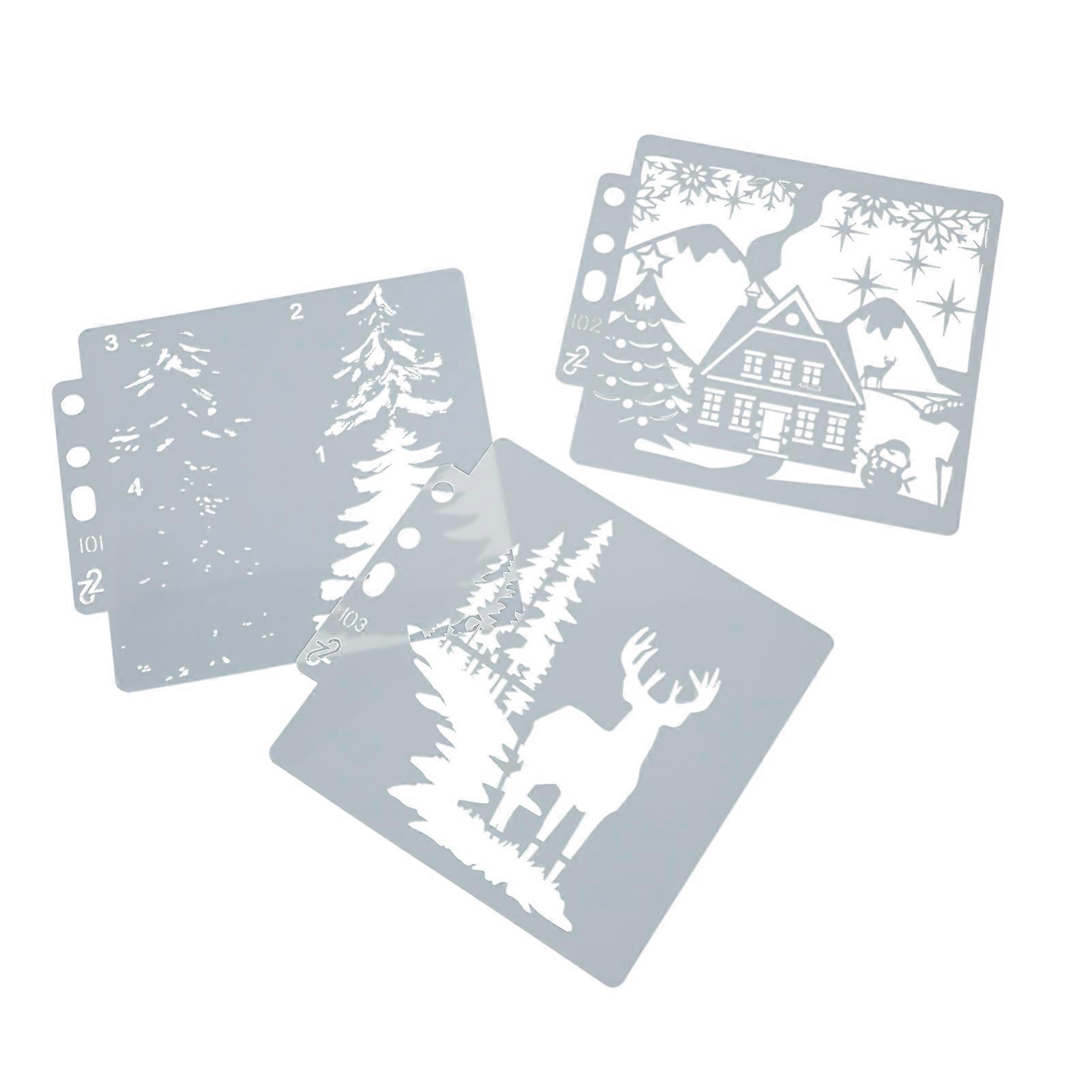 9pcs Christmas Stencils Set DIY Paper Crafts Hollow Patterns