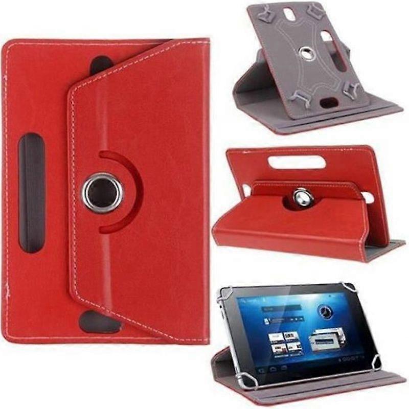 BAICHUANG Universal 101 inch Tablet Case 360 Rotating Stand Cover Red