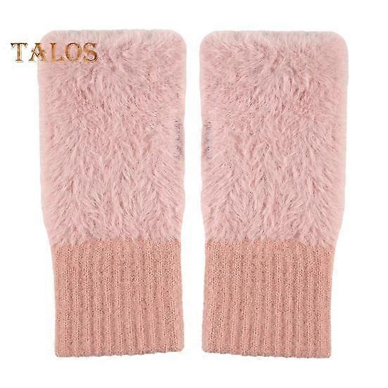 1 זוג כפפות נשים חורף עבה חצי אצבע קטיפה סרוג נמתח מסך מגע הגנה על פרק כף היד שמור על חום המשרד הקלדה כפפות כתיבה סטודנטיאלית