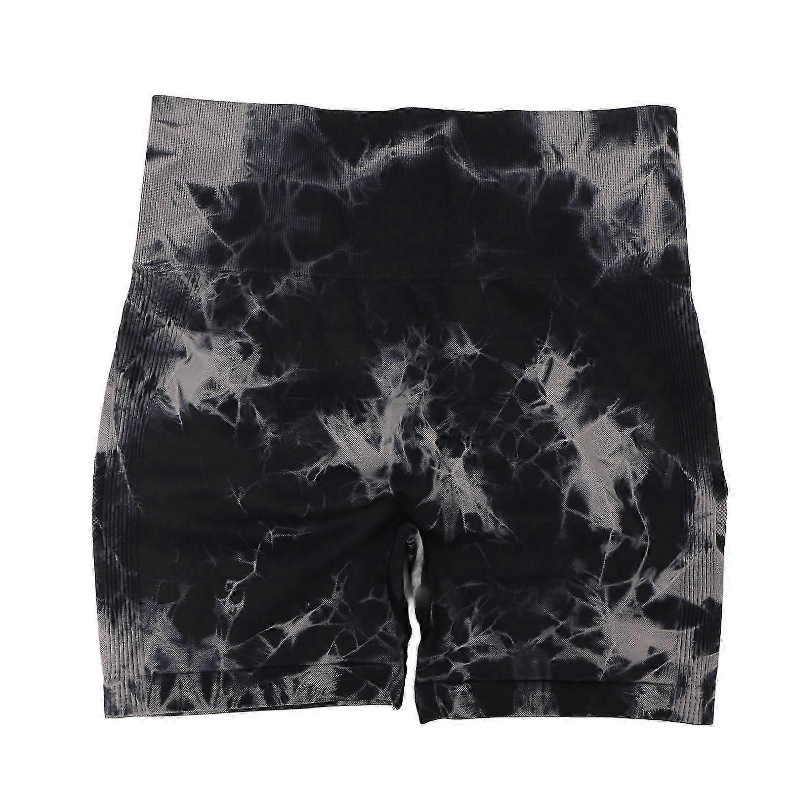 Tie Dye Yoga Shorts High Waist Seamless Black Quick Dry Soft Biker Shorts for Women S