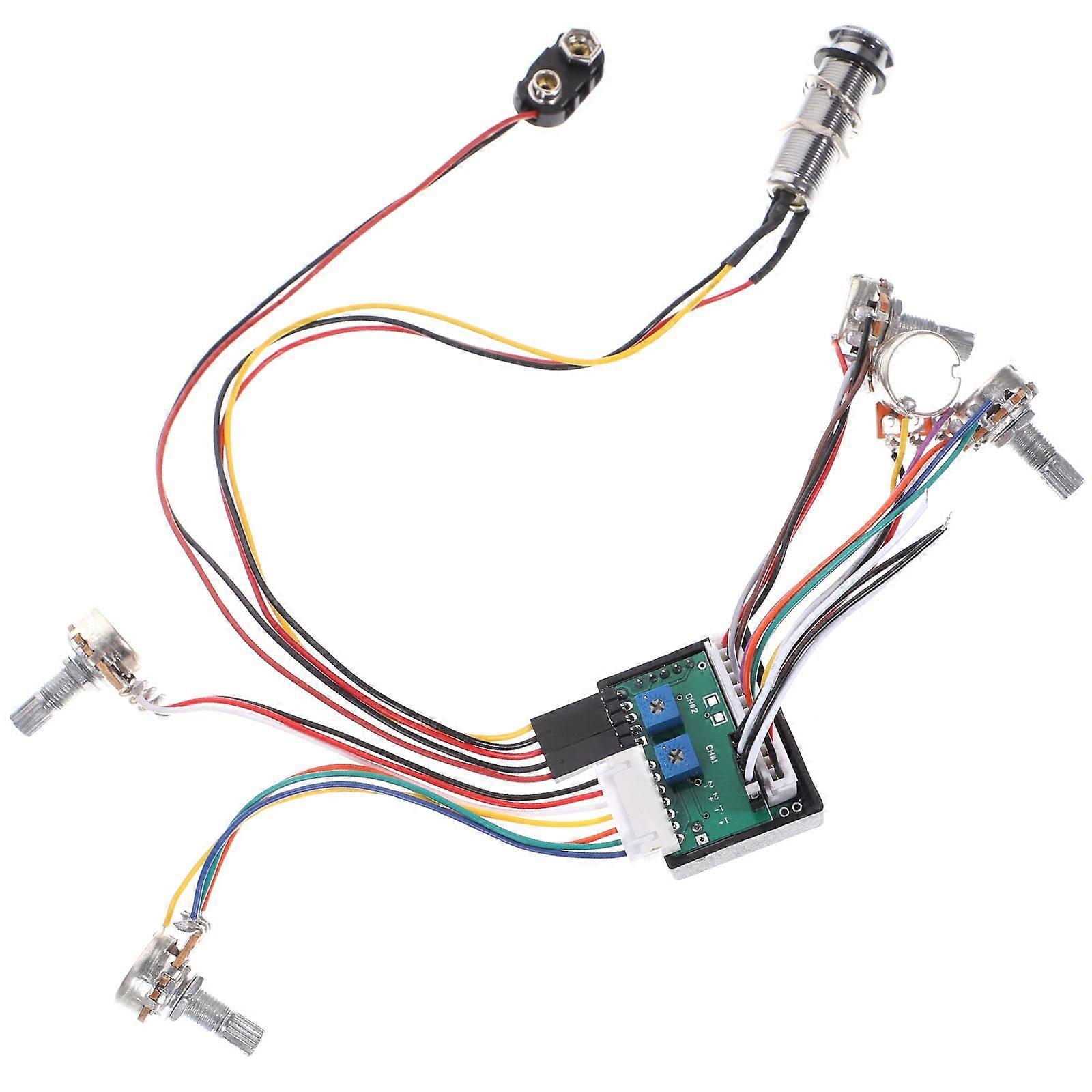 1 set 3-bands aktiv EQ-förförstärkare, kablage för basgitarr