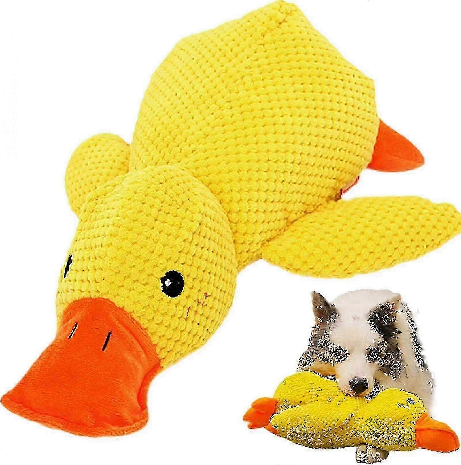 The Mellow Dog Calming Duck Dog Toy, Calming Pillow For Dogs, Dog Duck Toy With Quacking Sound, Dog Stuffed Animals Chew Toy For Any Size Dog