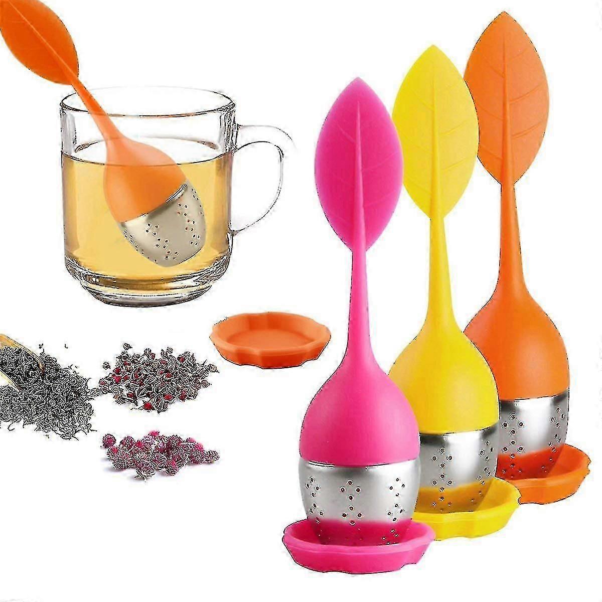 3pcs Leaf Tea Infuser,silicone Tea Infuser Stainless Steel Strainer