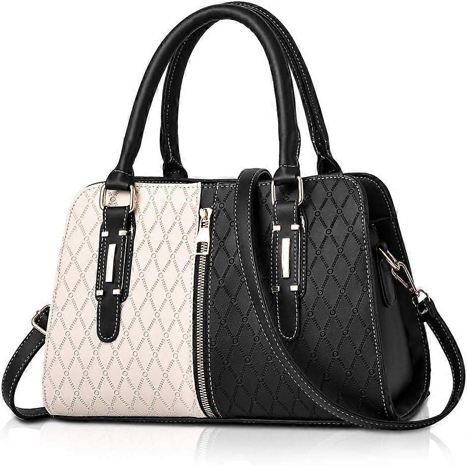 Women Small Handbag PU Leather Structured Shoulder Bag Satchel Black