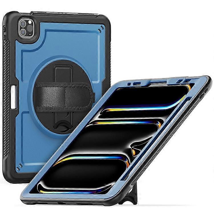 Compatible For iPad Pro 11 (2024) M4 A2836 Case Kickstand PC TPE Tablet Cover with Hand Strap