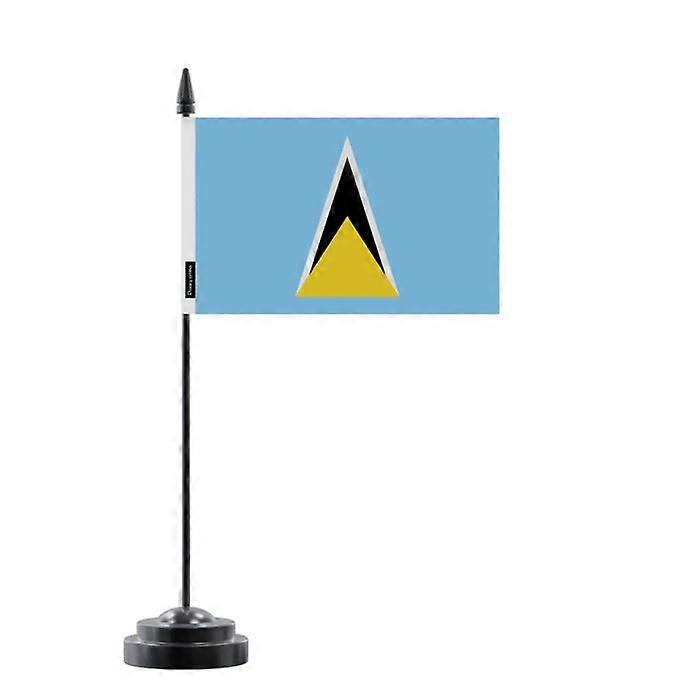 Table Flag - Saint Lucia - 14 x 21 cm - Polyester - Plastic Pole - Double-Sided Print