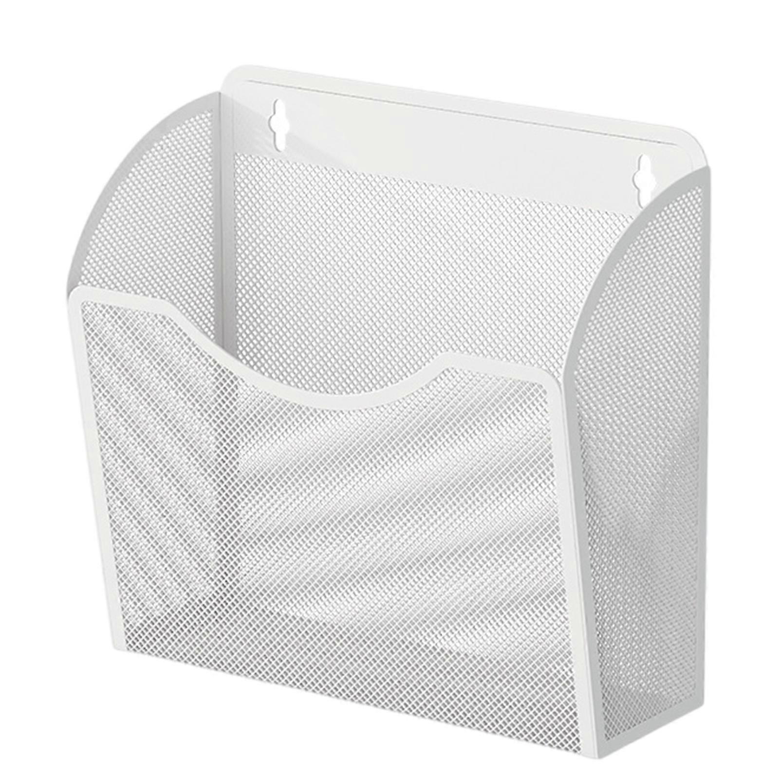 Mesh File Holder Wall Mounted File Organiser Basket Hanging File Organiser Wall Mounted File Magazine Holder for Home White small