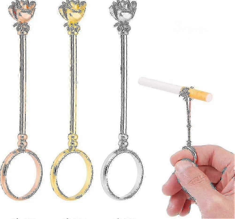 3 stuks sigarettenhouder ring sigarettenhouder compatibel met vrouwen, elegante ring handsfree sigaret vinger ring houden bescherm uw vinger compatib