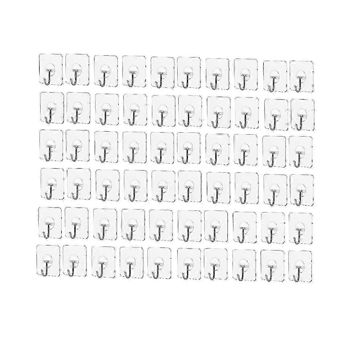 Adhesive Hooks Heavy Duty Self Adhesive Hooks, Transparent Reusable Seamless Adhesive Wall Hooks fo