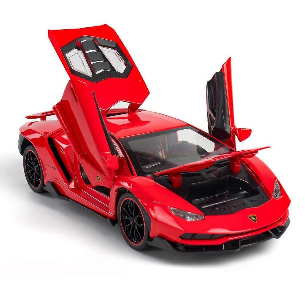 Toy Cars Model Sports Race Car 1/24 Scale Red Alloy Diecast Vehicle with Sound and Light Features