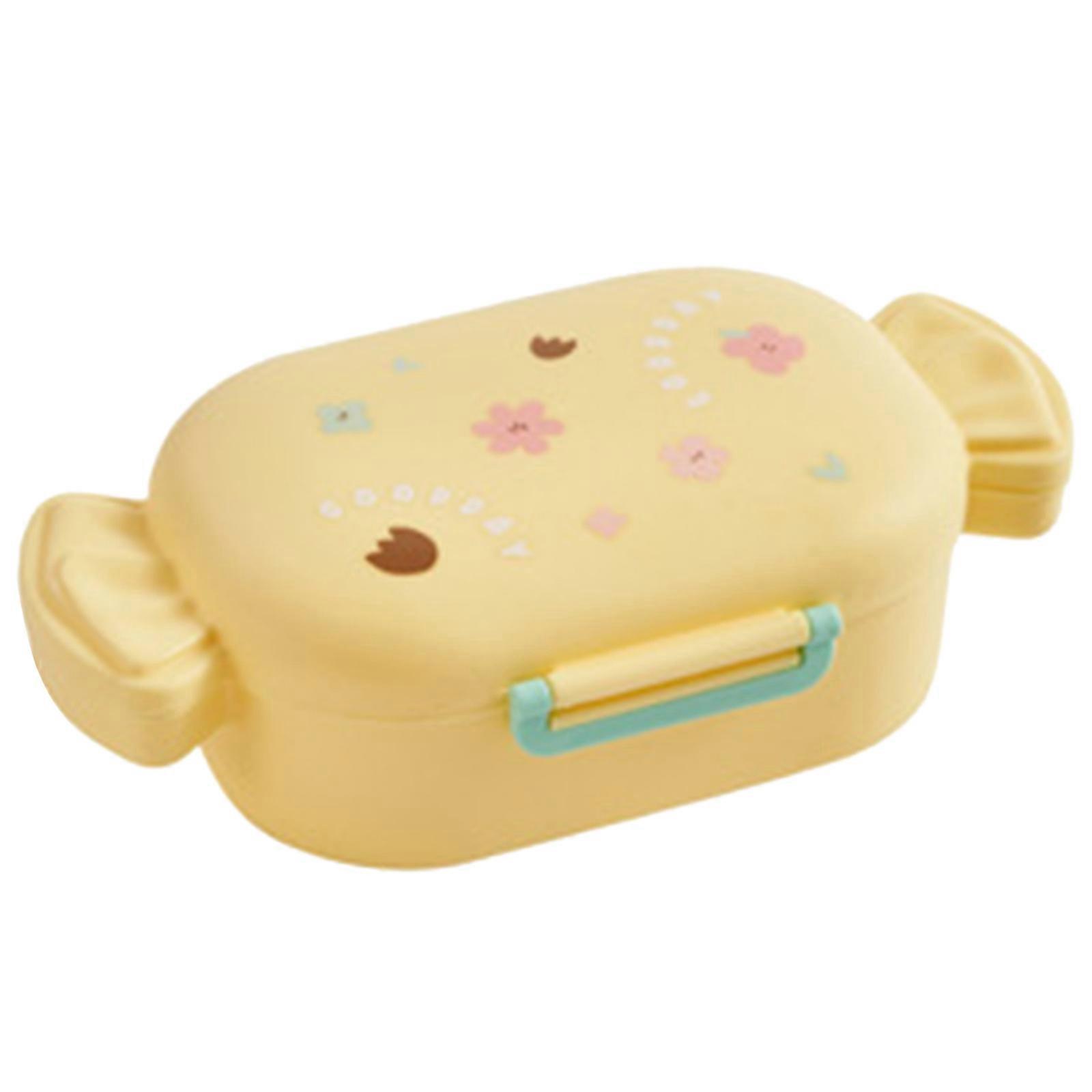 Portable Candy Shape Food Storage Container Bentos Box for Dining Out Lightweight Meal Food Container Student Worker  Yellow