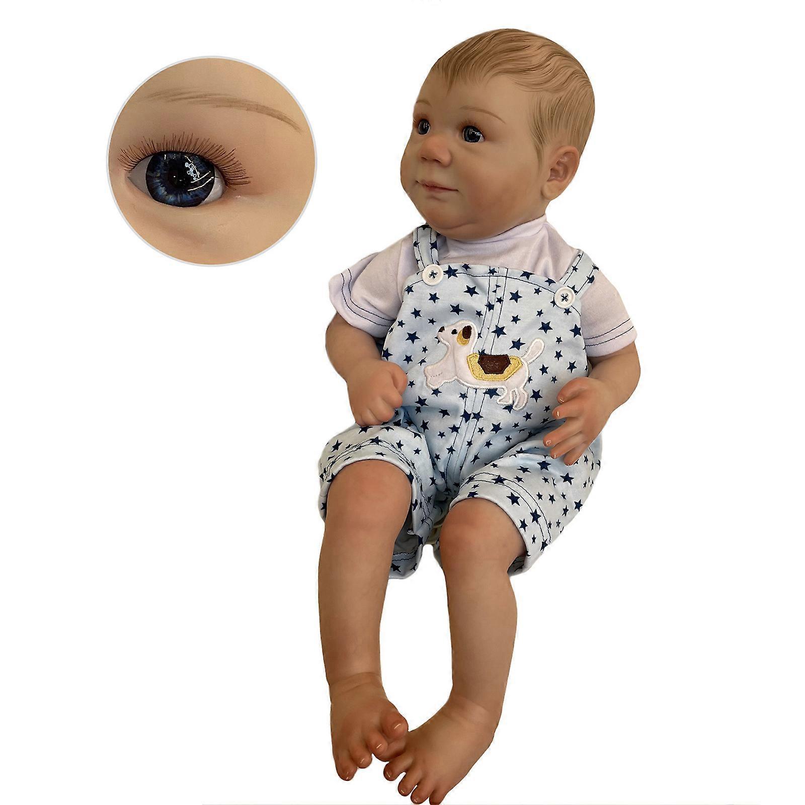 22in Simulation for Doll Lifelike Caucasian Reborn for w/ 3D Face Visible Veins & Movable Arm Cloth Body for Infant Age