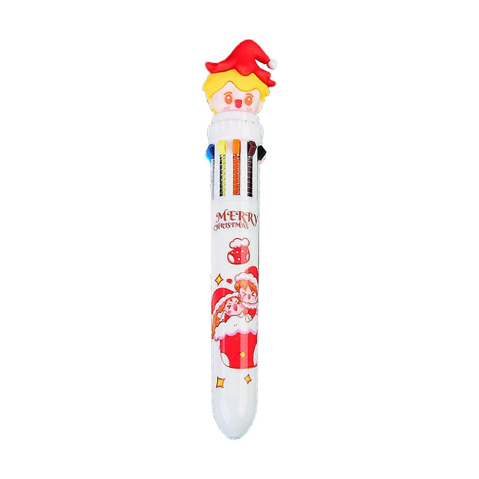 Retractable Ballpoint Pen 10-Color-in-1 Write Smoothly for Boy Girl DIY Scrapbooking Journaling Color-coding Card Making