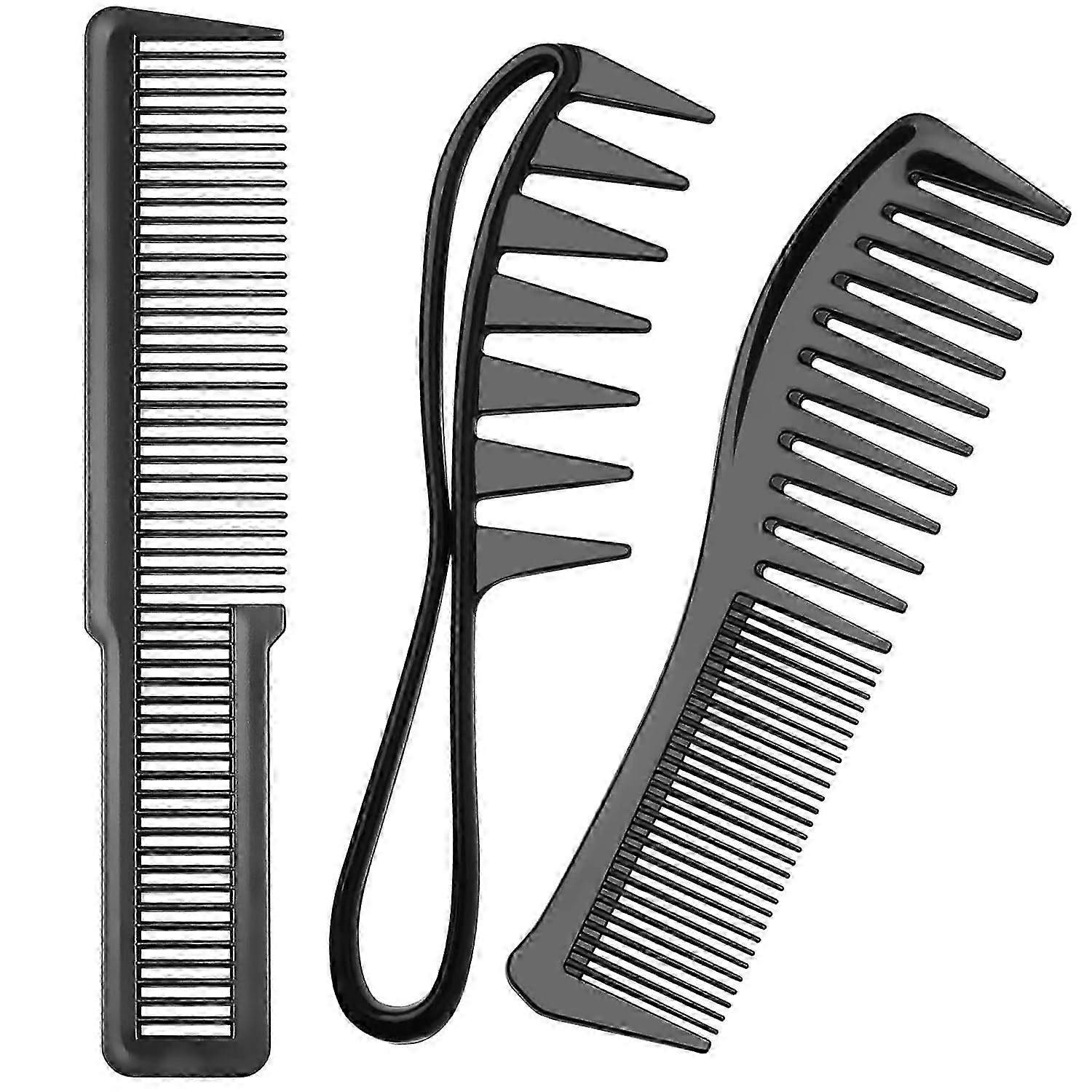 Men's & Women's Styling Combs - Coarse, Precision, Double-Edged, Anti-Static (3PCS, Black)