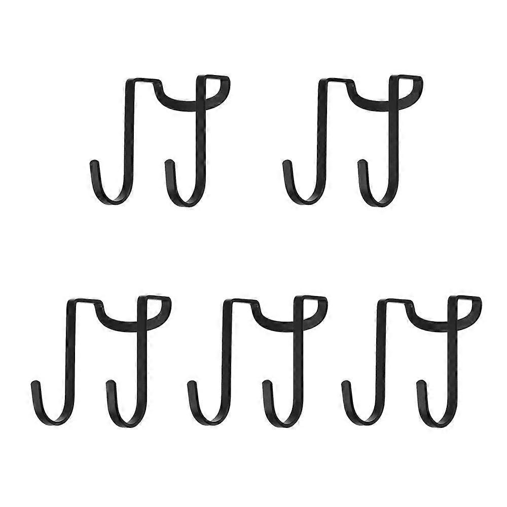 Multipurpose Cabinet Hooks, 5 Pack Stainless Steel Double Hooks for Door, Drawer, Cabinet, Black S5 PACK