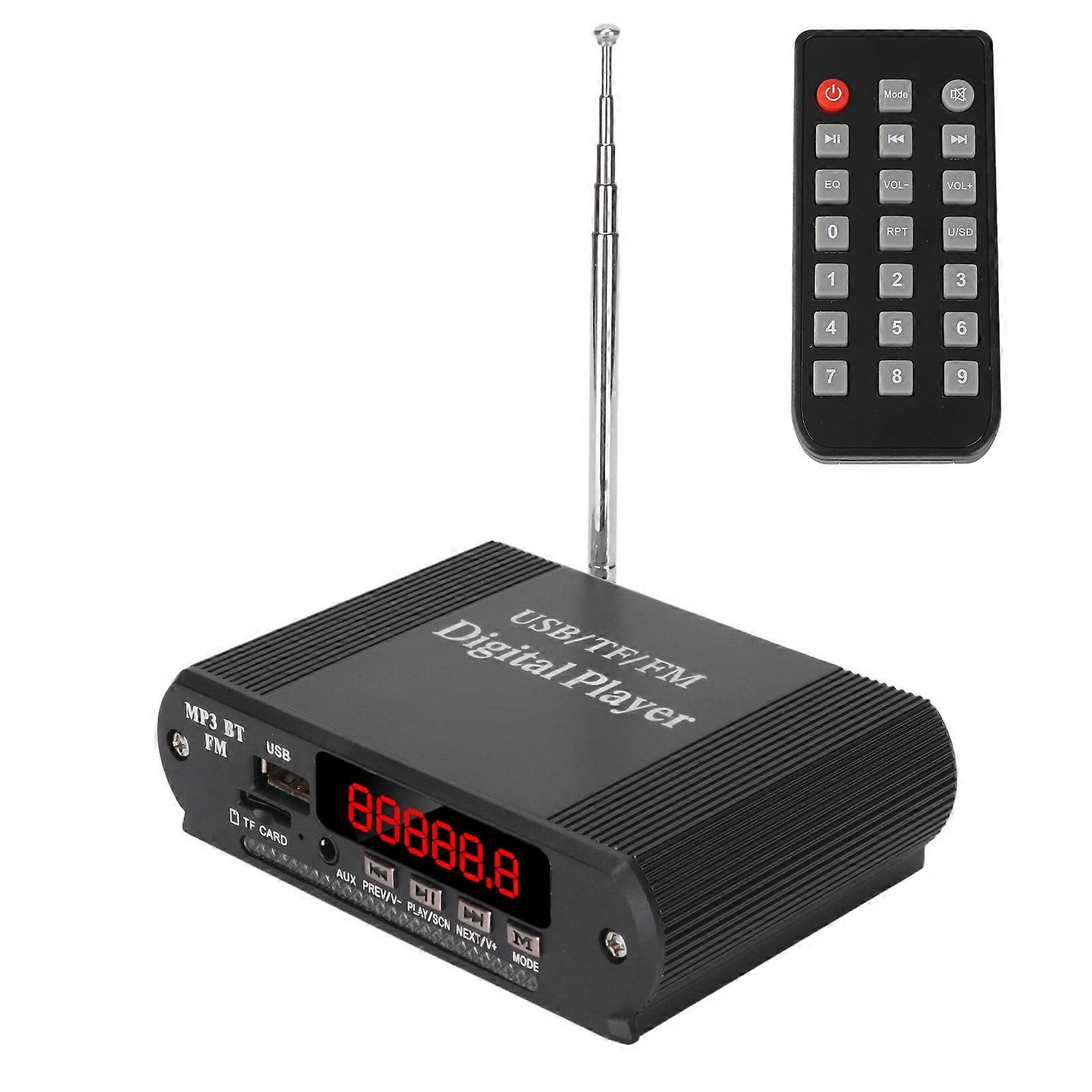 3 in 1 Power Amplifier MP3 Player Radio Power Amplifier Wireless Bluetooth 5.0 Remote Control Music PlayerBlack