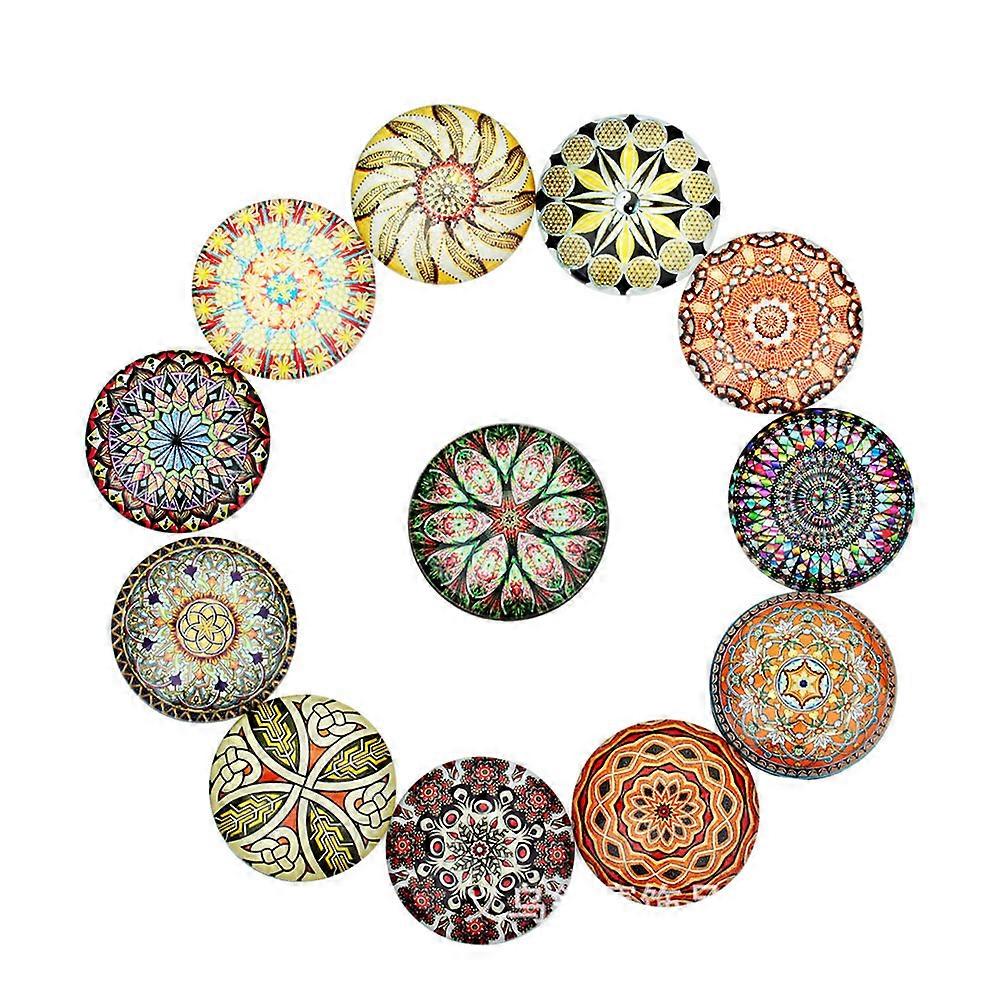 20PCS DIY Jewelry Material Creative DIY Pattern Glass Patch Delicate DIY Pattern Glass Interface Patch DIY Pattern Printed Time Glass Patch DIY Round