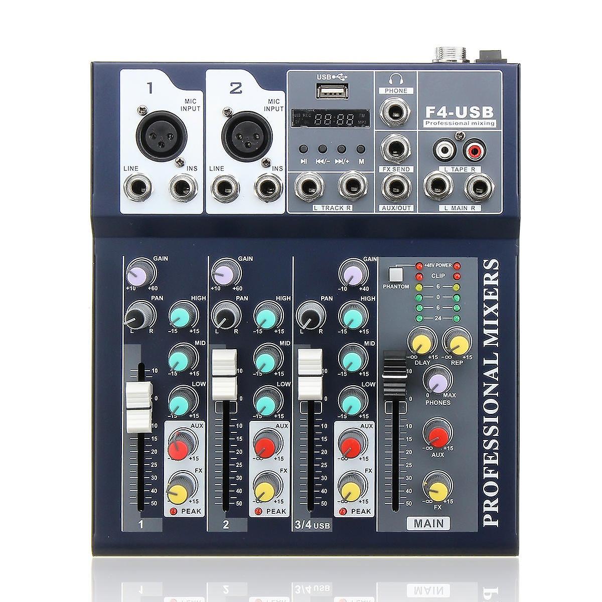 4 Channel Usb Bluetooth Audio Mixer With Reverb Effect For Home Karaoke Live Stage Performance