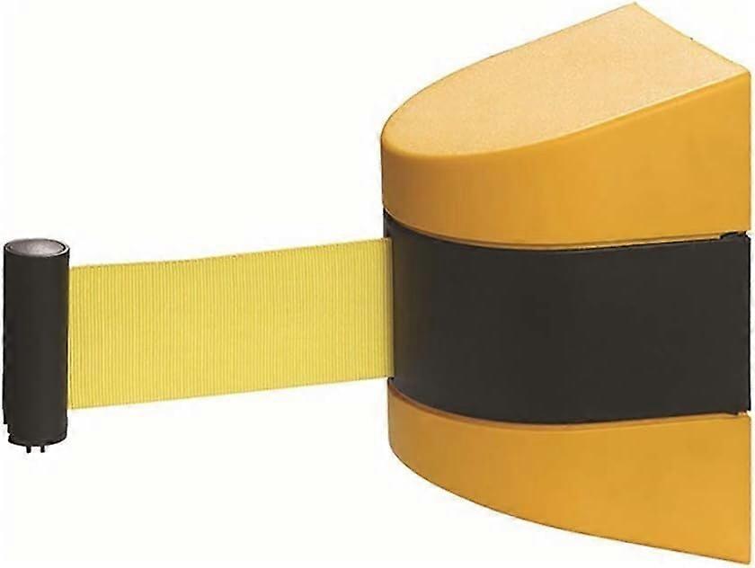Retractable barriers Fixed, wallmounted, retractable barrier tape, crowd control, 5 m, plain yellow
