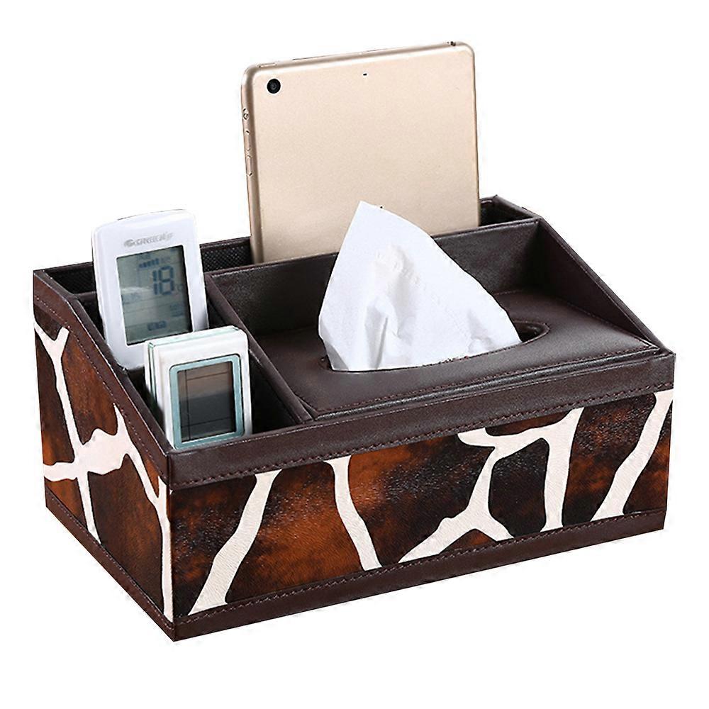 Household Vehicle-Mounted Paper Drawer Napkin Paper Box Multi-Function Leather Paper Towel Box-Stripe