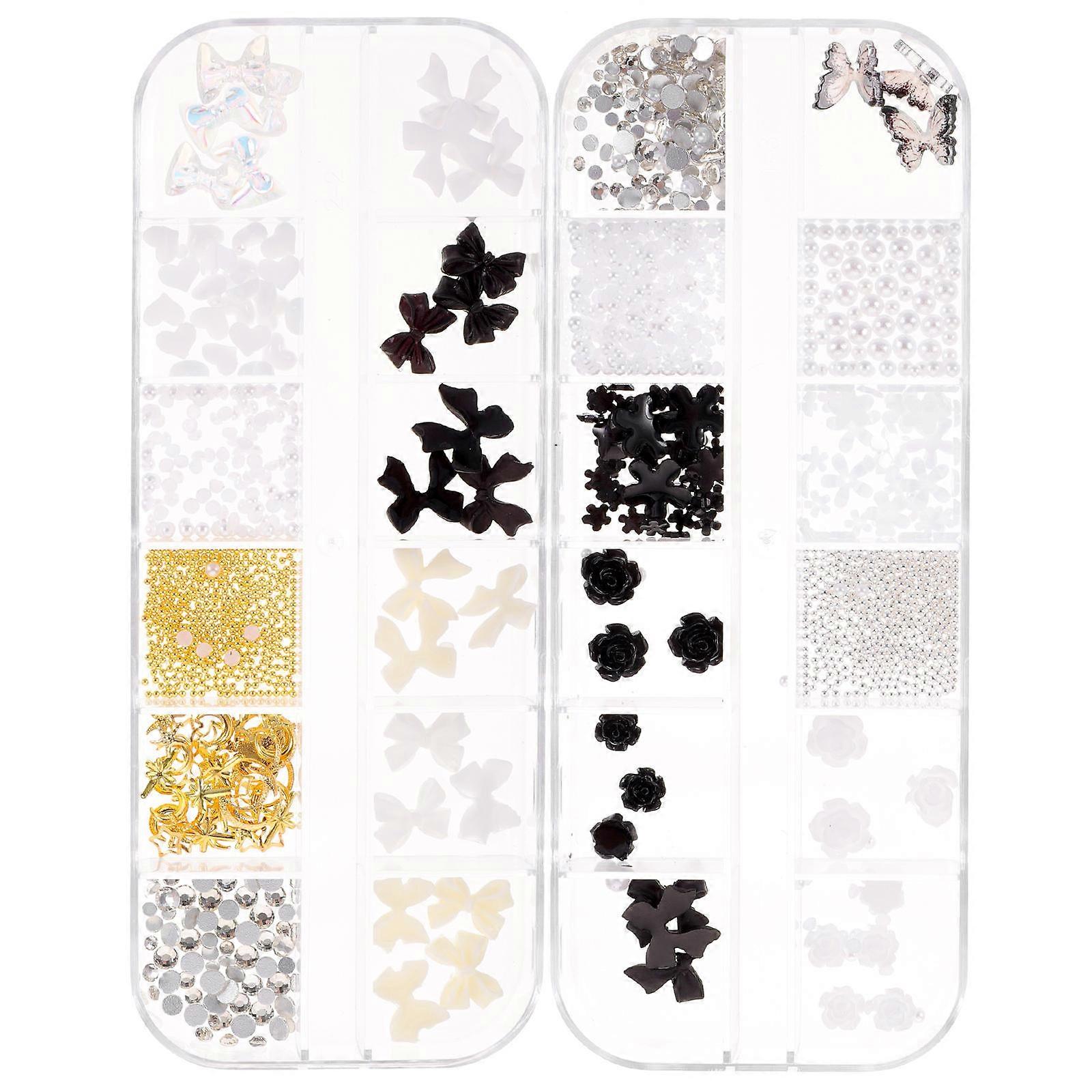 Nail Gems Rhinestone Charms for DIY Nail Art Mixed Flower Designs Flatback Jewels for Nail Decorations Home and Salon Use
