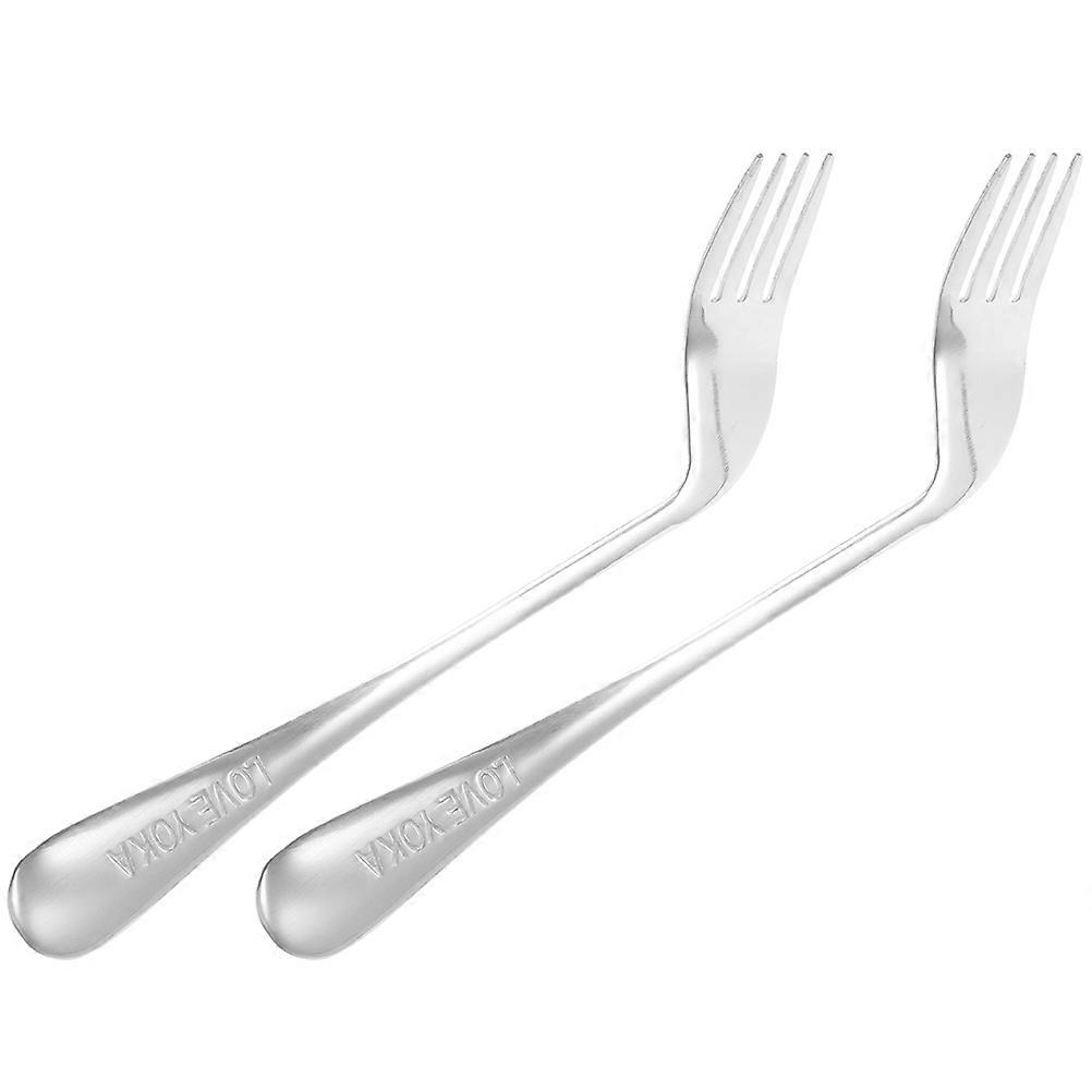 Small Forks Angled Assist Tableware For The Elderly And Disabled Daily Use Silver 7.86x2.95x0.20in 2Pcs