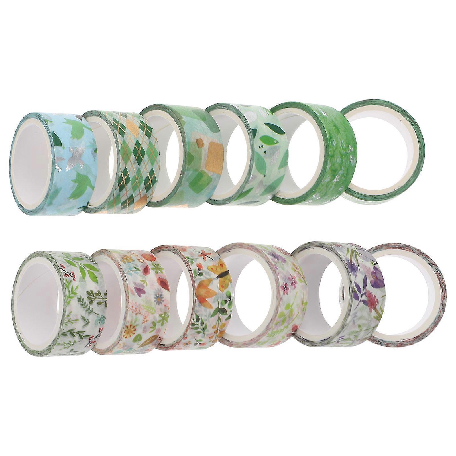 Decorative Washi Tapes Scrapbook Washi Tape Assorted Color 300X1.5cm Self-Adhesive Easy to No Residue After Removal 12Pcs
