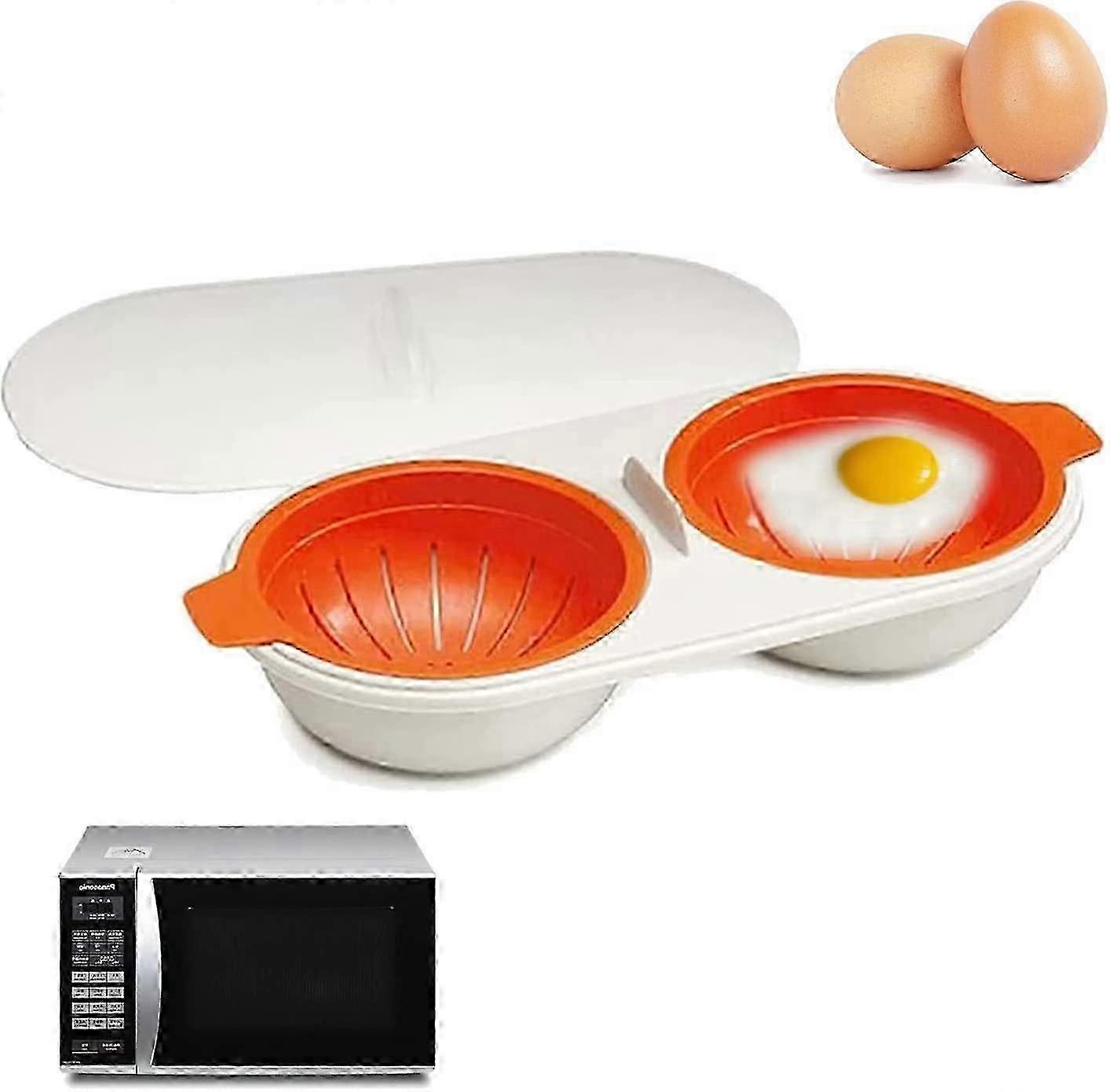 Double Cups, Egg Boiler, Microwave, Poached Egg Steamer, Kitchen Toolsblue