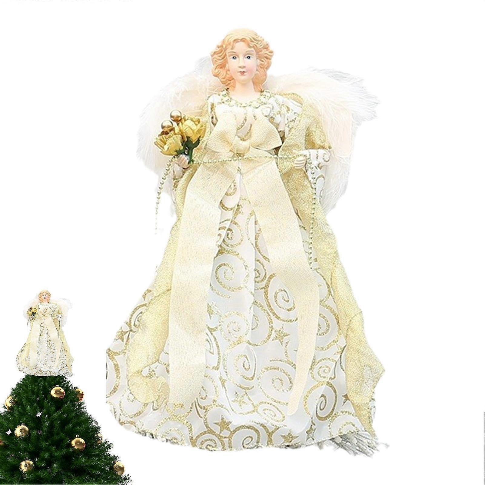 Christmas Tree Topper Angel with Wings with Glitter Effect