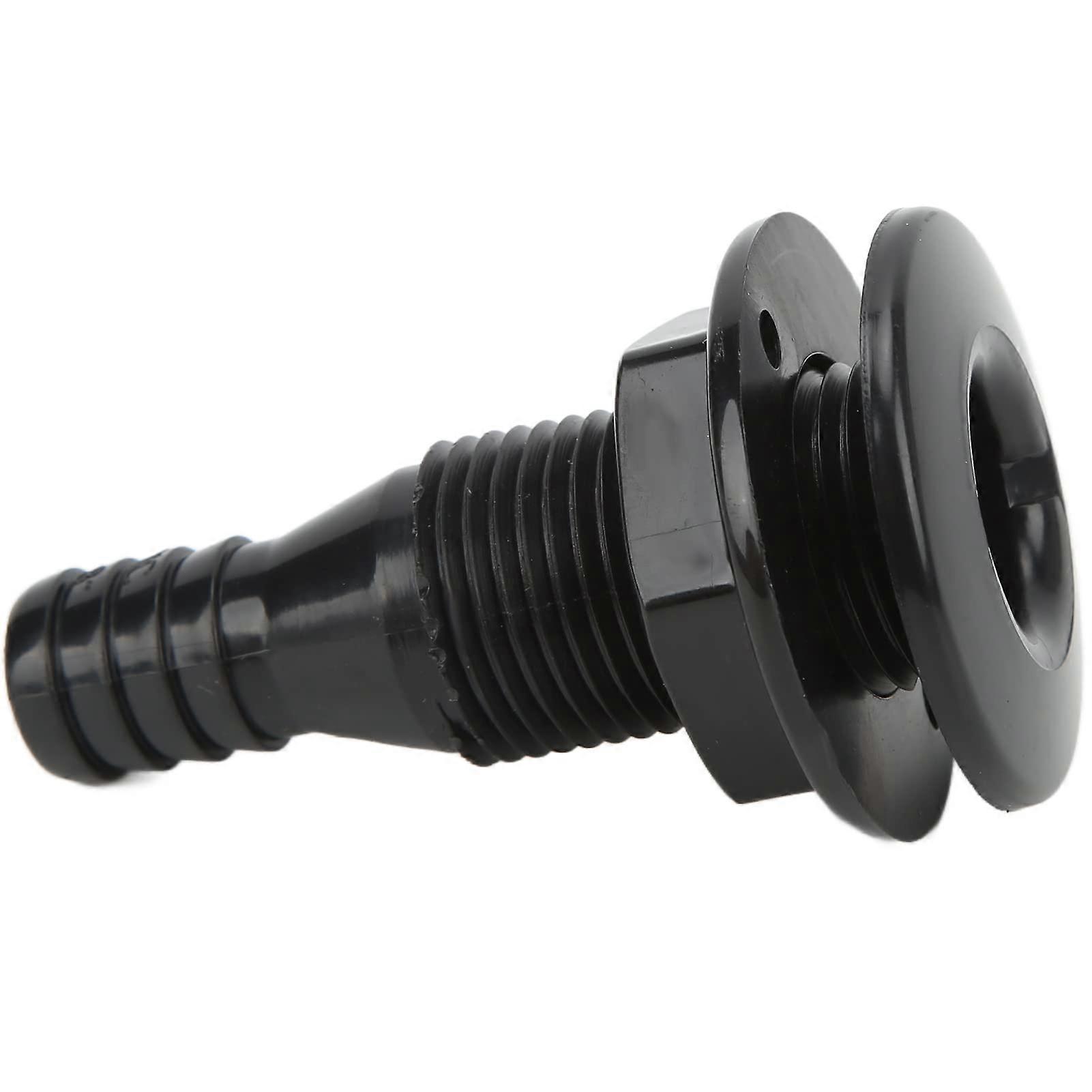 5/8 Inch Through Hull Mounting Marine Hose Connector, Black, Easy Installation, High Reliability, Durable Accessory