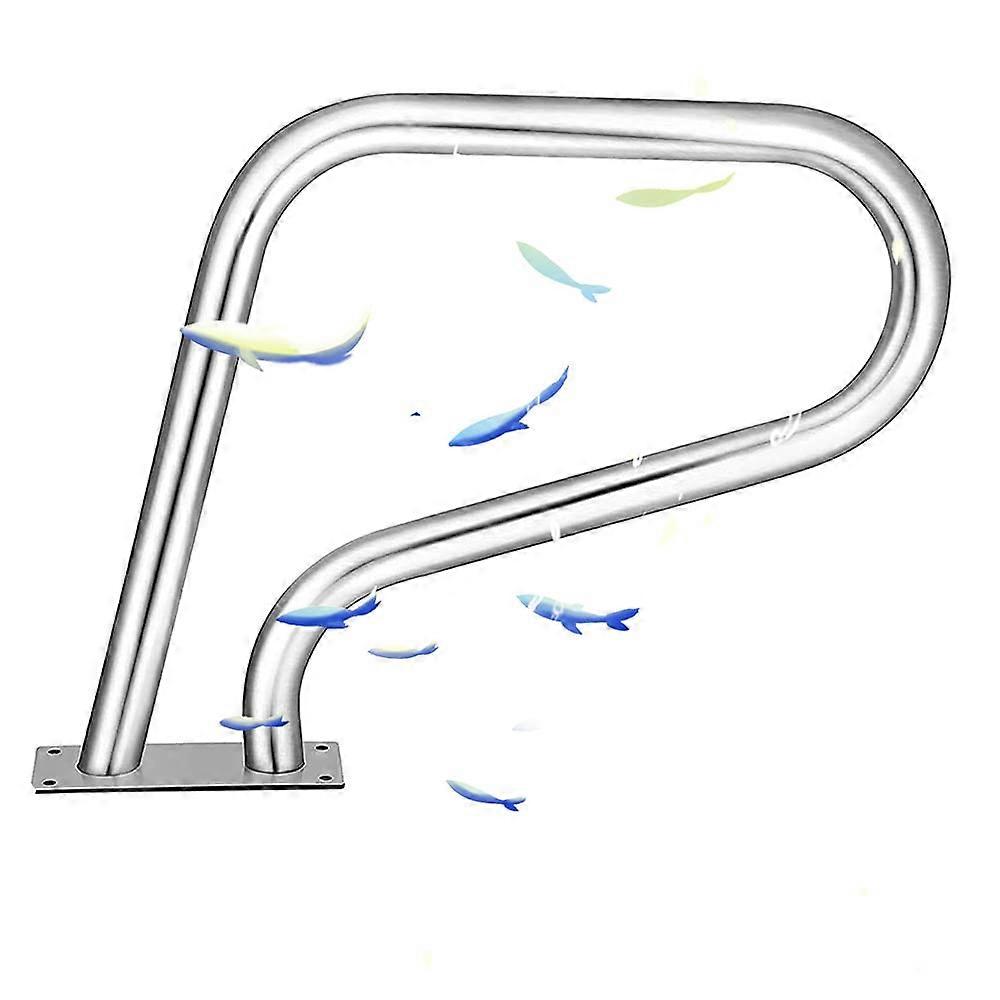Handrail for swimming pools, handrail, easytotall with base plate, 3fold bent railing
