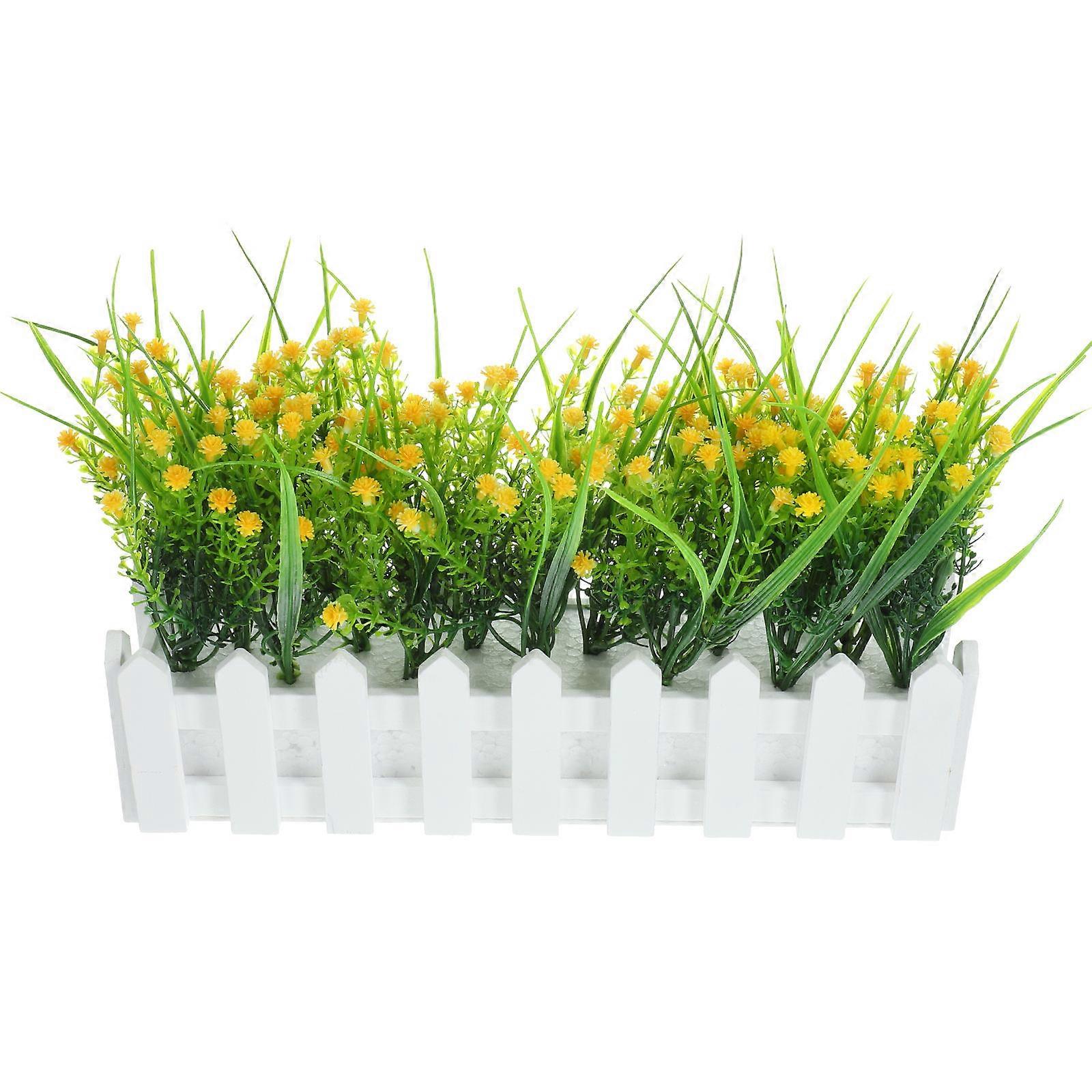 Artificial Flowers Baby's Breath Decorative Flower Fence Home Decoration White 30X7X22CM 1Set