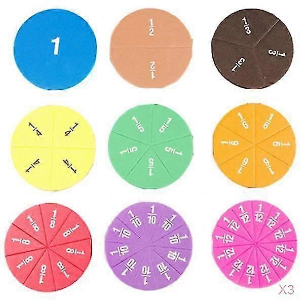 153pcs Rainbow Circular Fractions Tiles Toys Kids Learning Educational