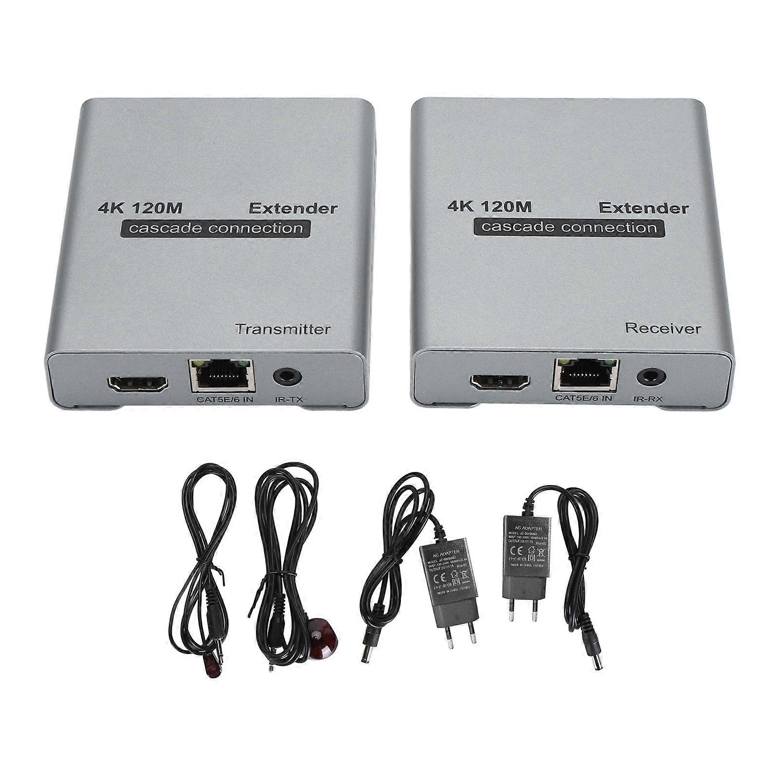 4K 120M HD Multimedia Interface Extender Over RJ45 Ethernet, Cascade Connection, EU Plug