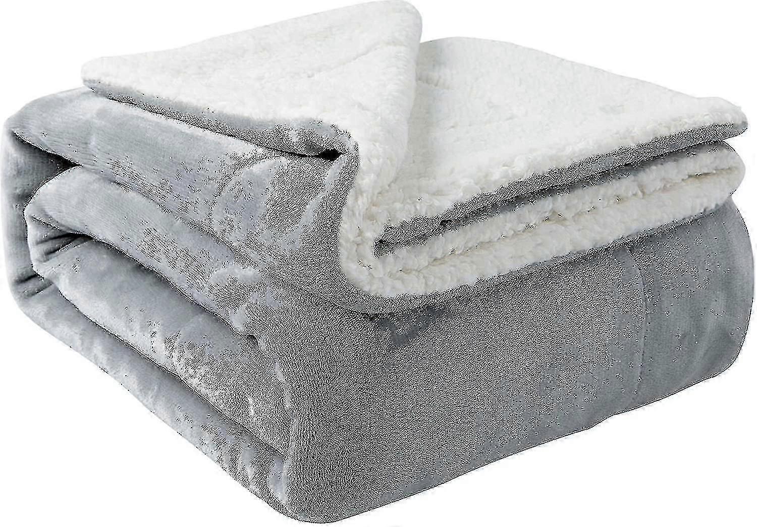 Sherpa Blanket Warm Blankets For Winter Super Soft Fuzzy Flannel Fleece/wool Like Reversible Velvet Plush Couch Blanket Lightweight(light Grey Throw S