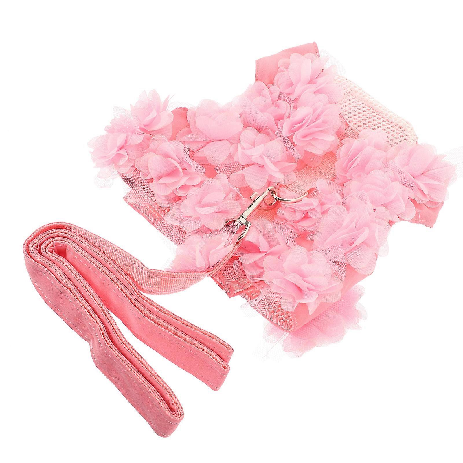 Adjustable Sliding Straps Pet Traction Rope Dog Cat Breathable L Pink 1Pcs