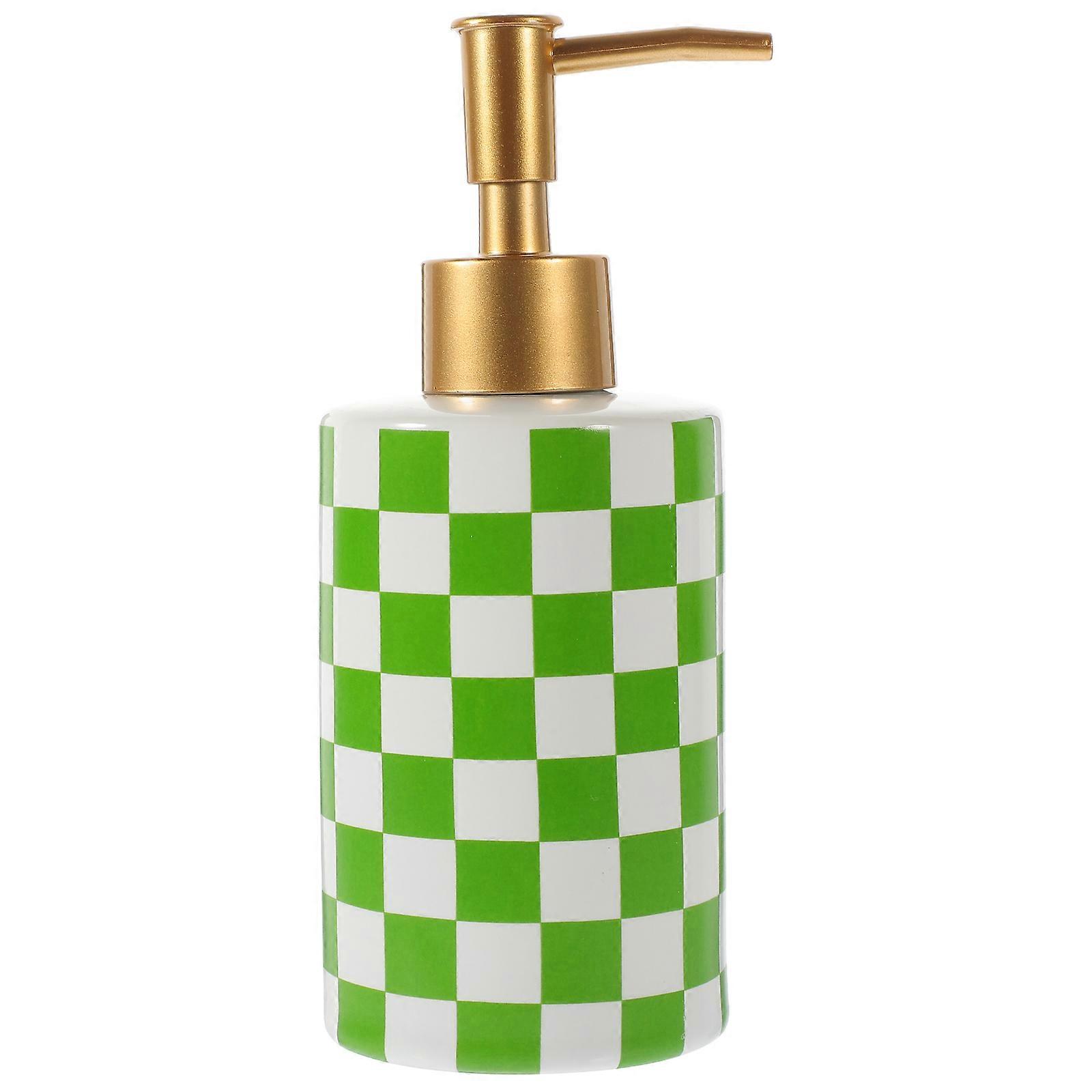 Pump Lotion Dispenser Refillable Shampoo Bottle For Bathroom Storage Ceramic Rectangular Pattern 1Set