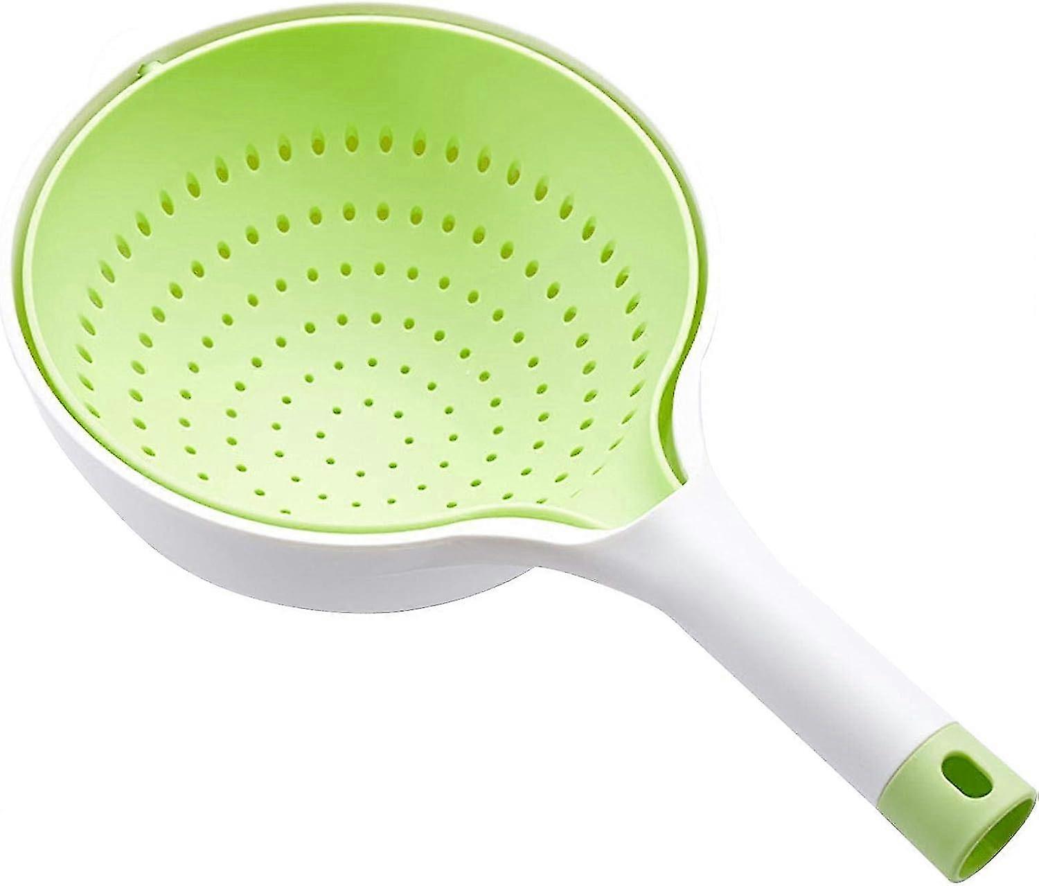 Multi-Function Double-Layer Kitchen Colander with Long Handle, Innovative Rotating Drainage Basin