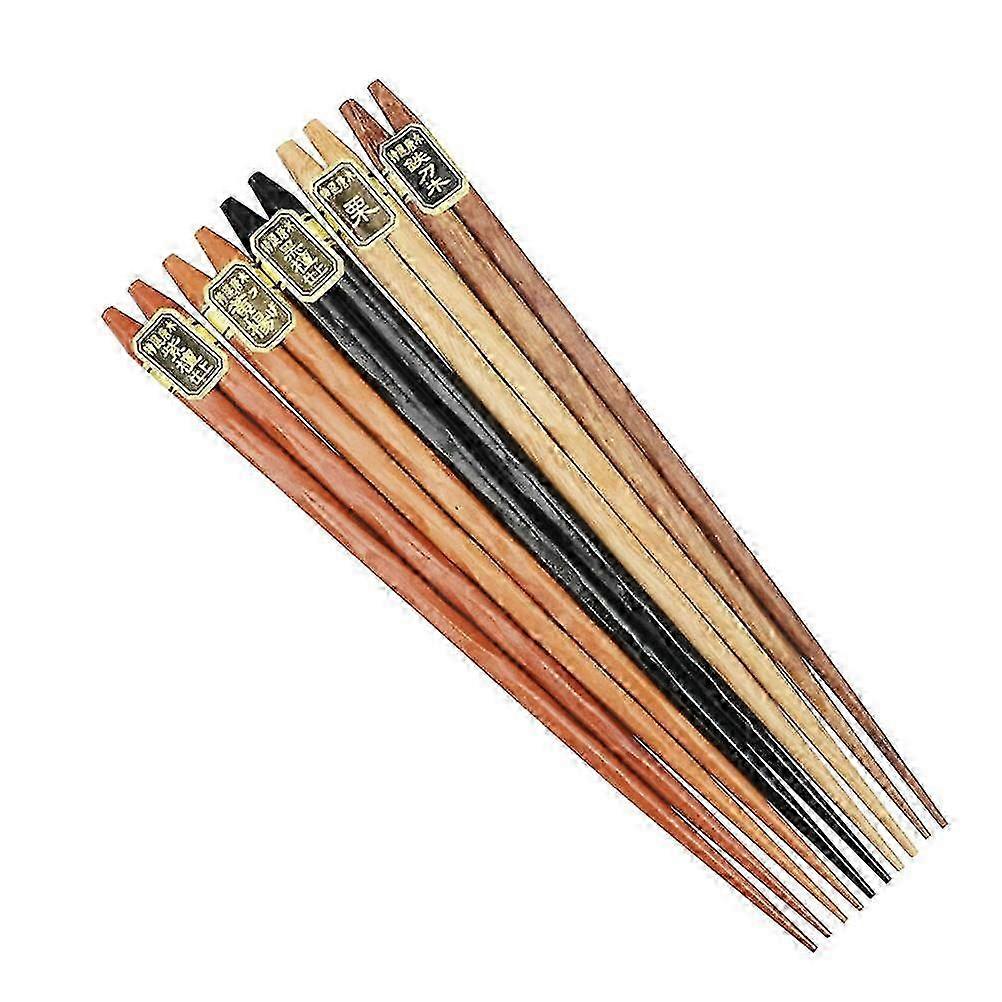 5 Pairs Reusable Natural Wooden Chopsticks Gift Set With Case (Twisted Style)