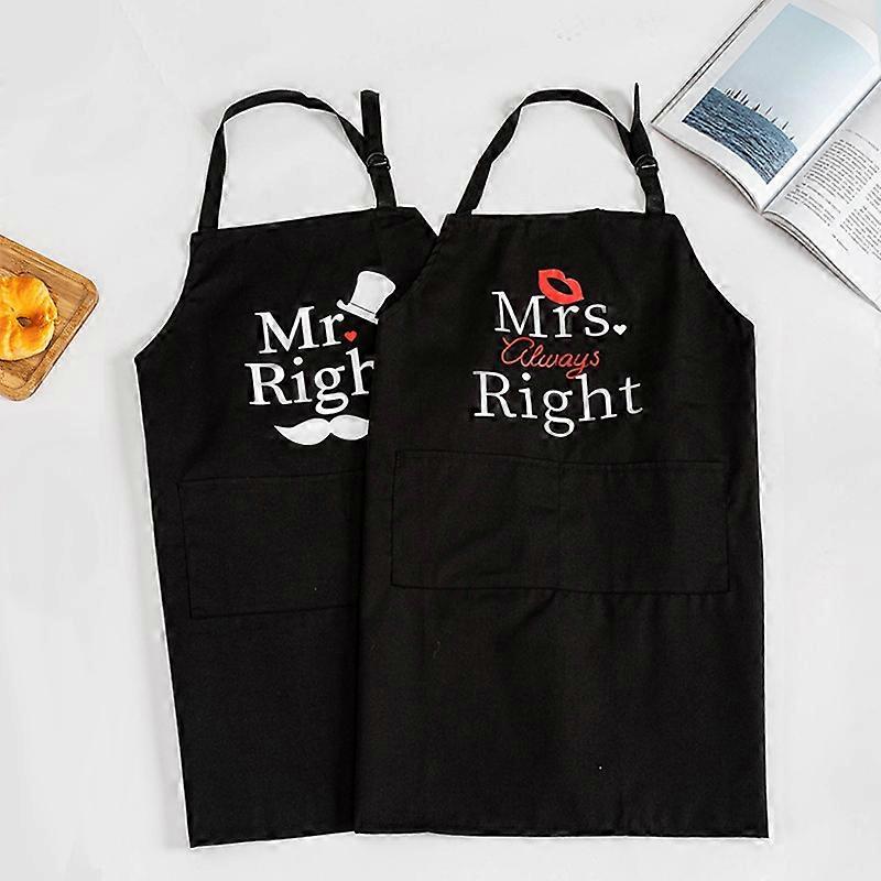 2PCS Waterproof Kitchen Apron, Adjustable Apron with 2 Pockets, Couple Apron Gift (Black)